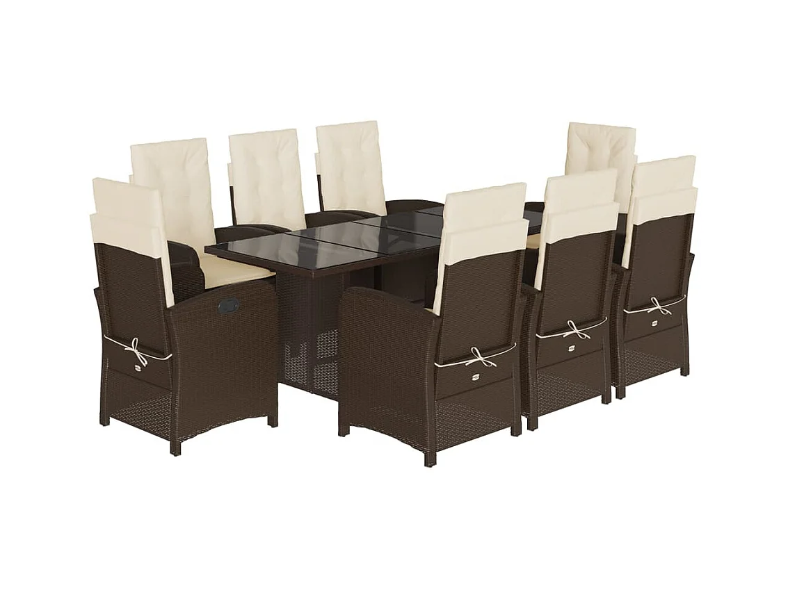 Almkerk  9-delige Tuinset met kussens poly rattan bruin