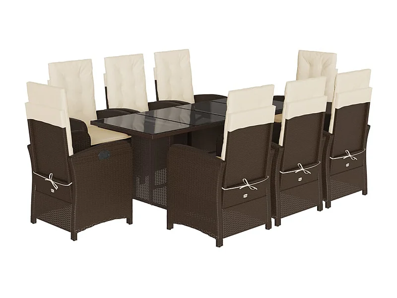 Almkerk  9-delige Tuinset met kussens poly rattan bruin