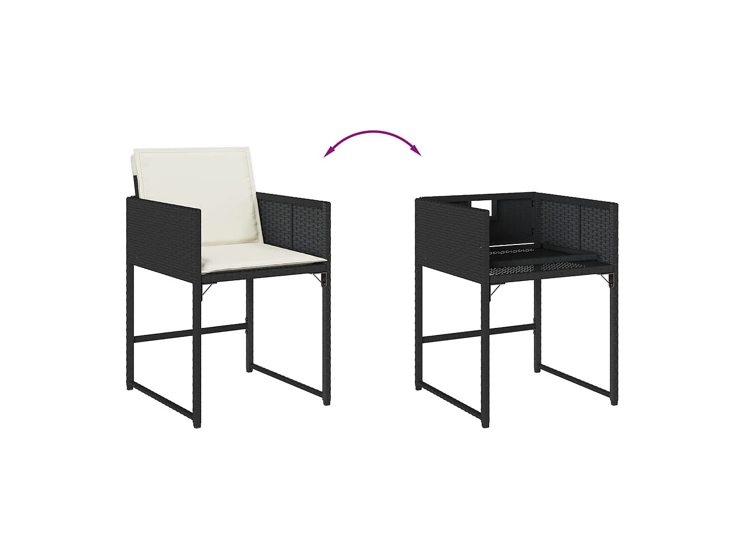 Brienne  Set de comedor de jardín 9 pzas y cojines ratán sintético negro