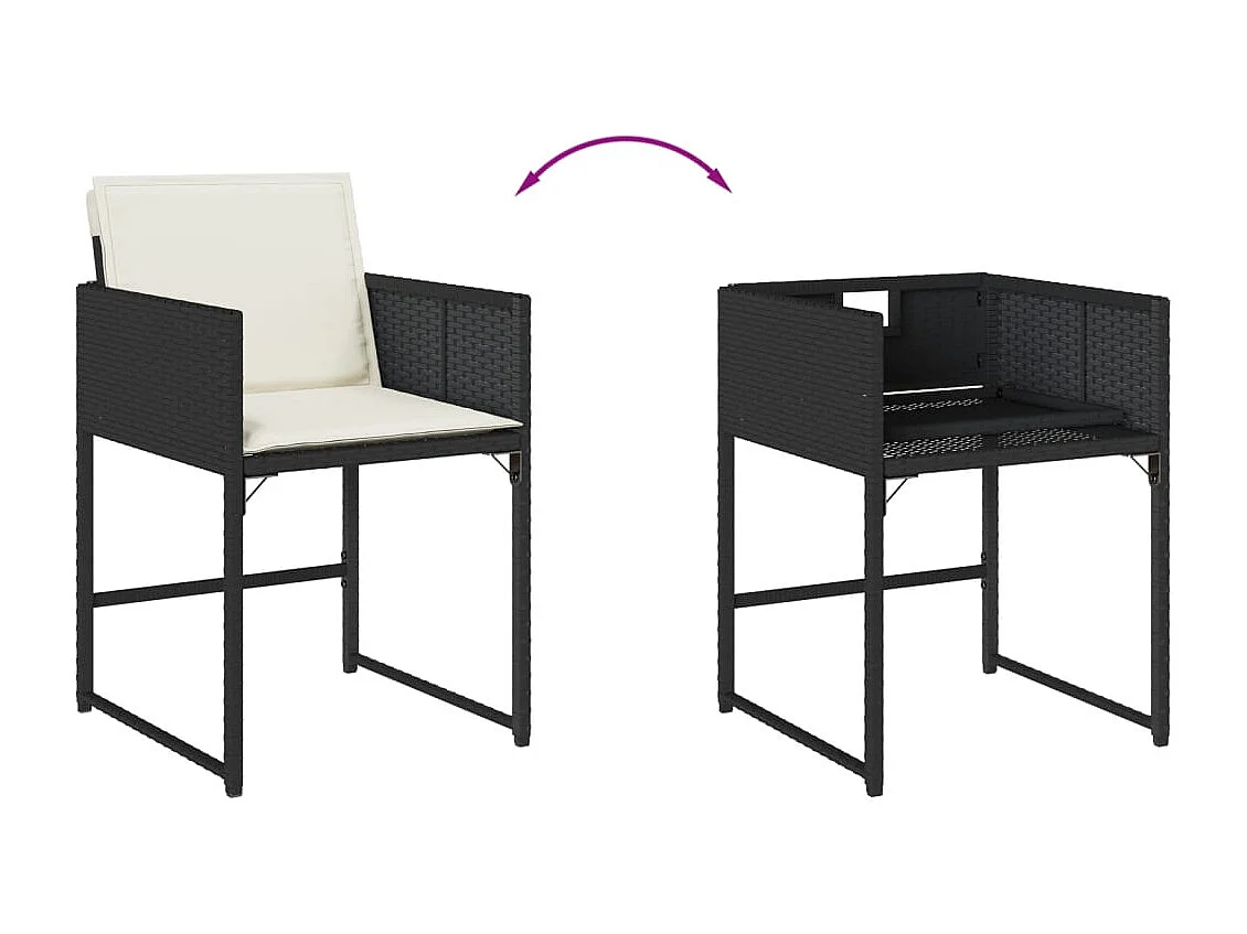 Brienne  Set de comedor de jardín 9 pzas y cojines ratán sintético negro