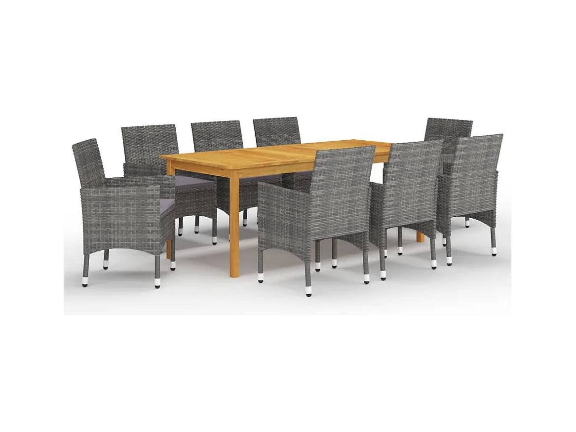 Qilren  Ensemble à manger de jardin 9 pcs Gris