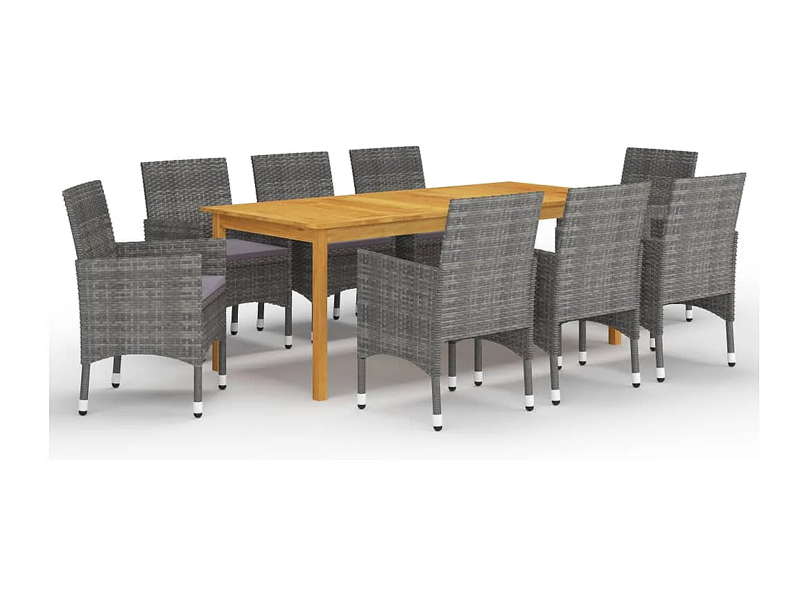 Qilren  Ensemble à manger de jardin 9 pcs Gris