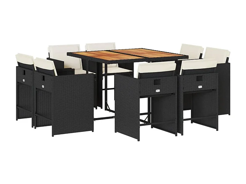 An Daingean  9-delige Tuinset poly rattan zwart