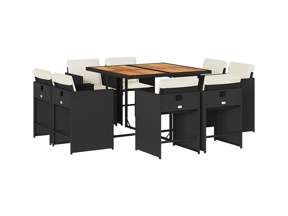 An Daingean  9-delige Tuinset poly rattan zwart