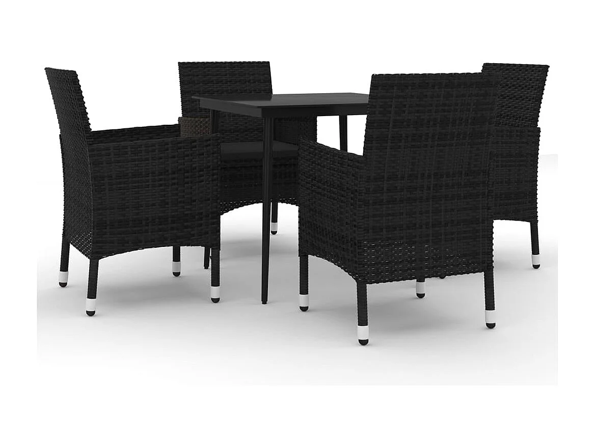 Carlinville  Set comedor de jardín 5 pzas y cojines ratán sintético y vidrio