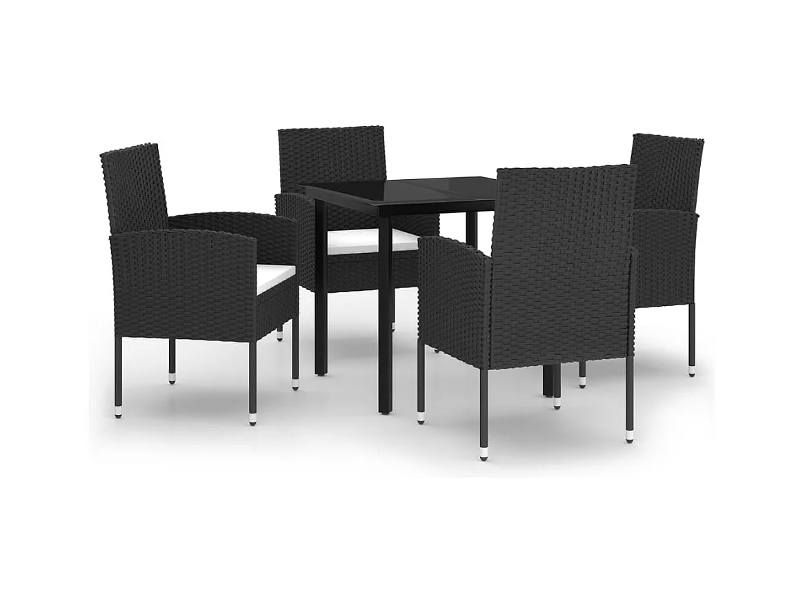 Lara  Ensemble à manger de jardin 5 pcs Noir