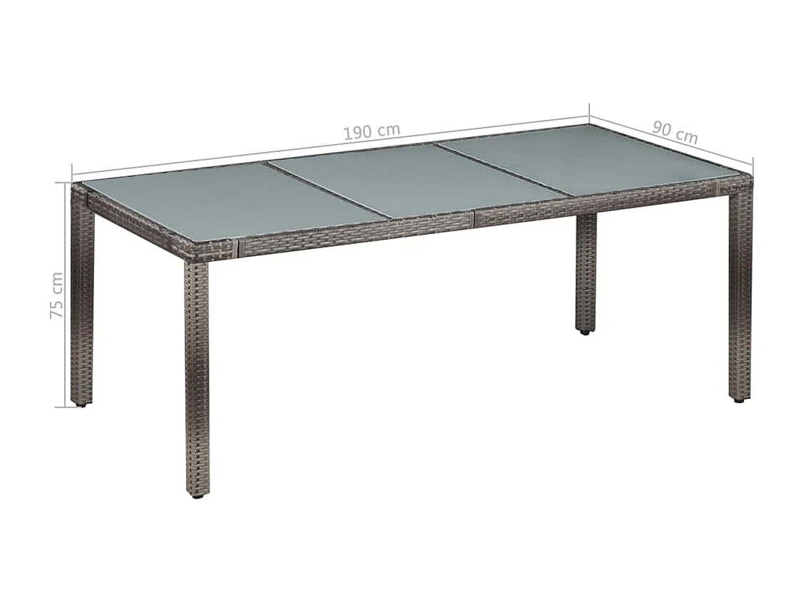 Fea  Ensemble à manger d'extérieur 9pcs coussins Résine tressée Gris