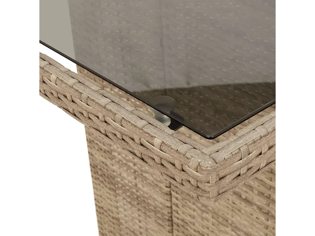 Veteli  Ensemble à manger de jardin et coussins 7 pcs beige poly rotin