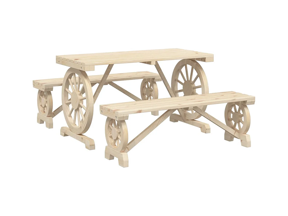 Berthe  Ensemble à manger de jardin 3 pcs bois de sapin massif