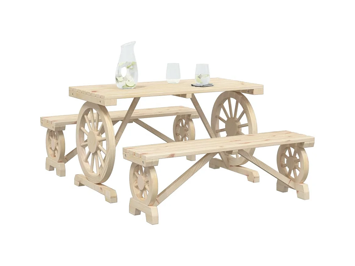 Berthe  Ensemble à manger de jardin 3 pcs bois de sapin massif