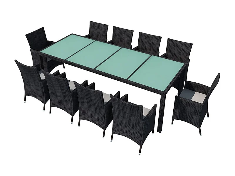 Fea  11-delige Tuinset met kussens poly rattan zwart