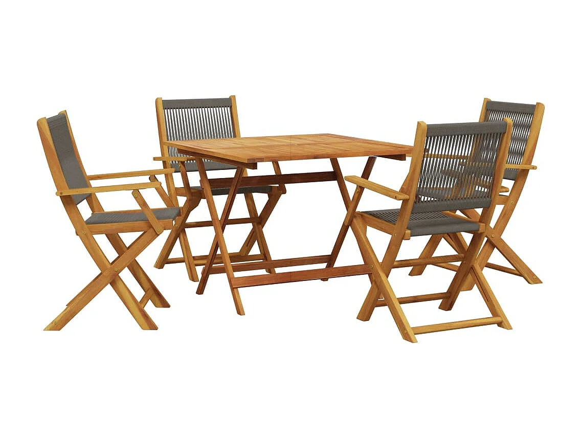 Juno  Ensemble à manger de jardin 5pcs gris polypropylène bois massif