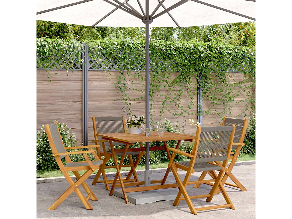 Juno  Ensemble à manger de jardin 5pcs gris polypropylène bois massif