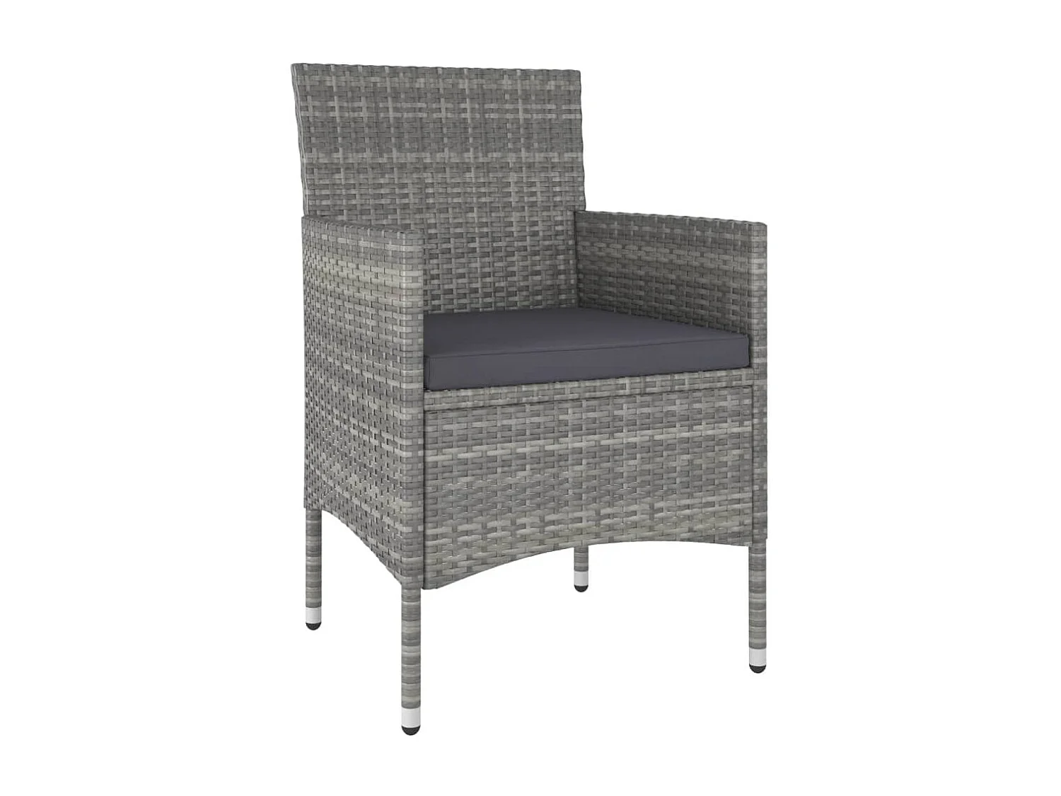 Mila  Ensemble à Manger jardin 5 pcs résine tressée verre trempé Gris