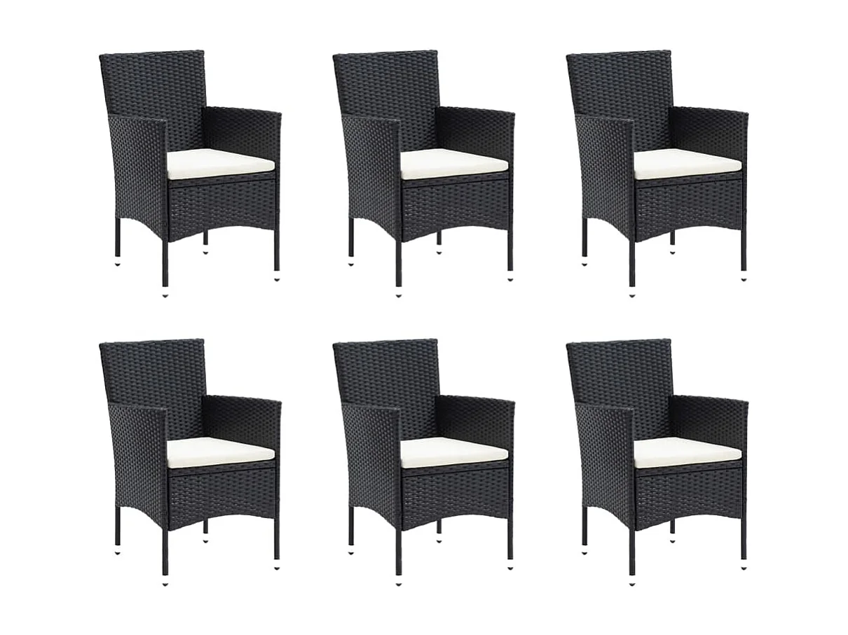 Wausau  Ensemble à manger de jardin coussins 7pcs Résine tressée Noir