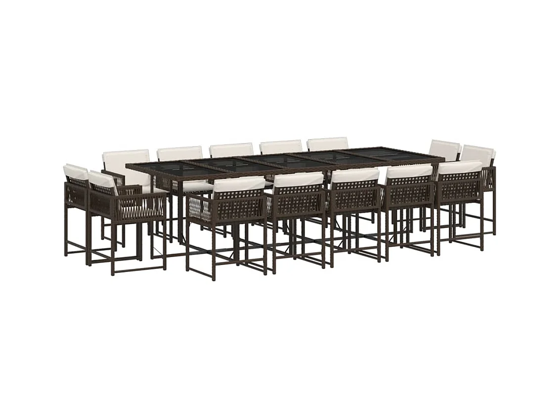 Emilia  15-delige Tuinset met kussens poly rattan bruin