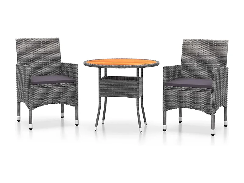 Ellira  Ensemble à manger de jardin 3 pcs Résine tressée Gris