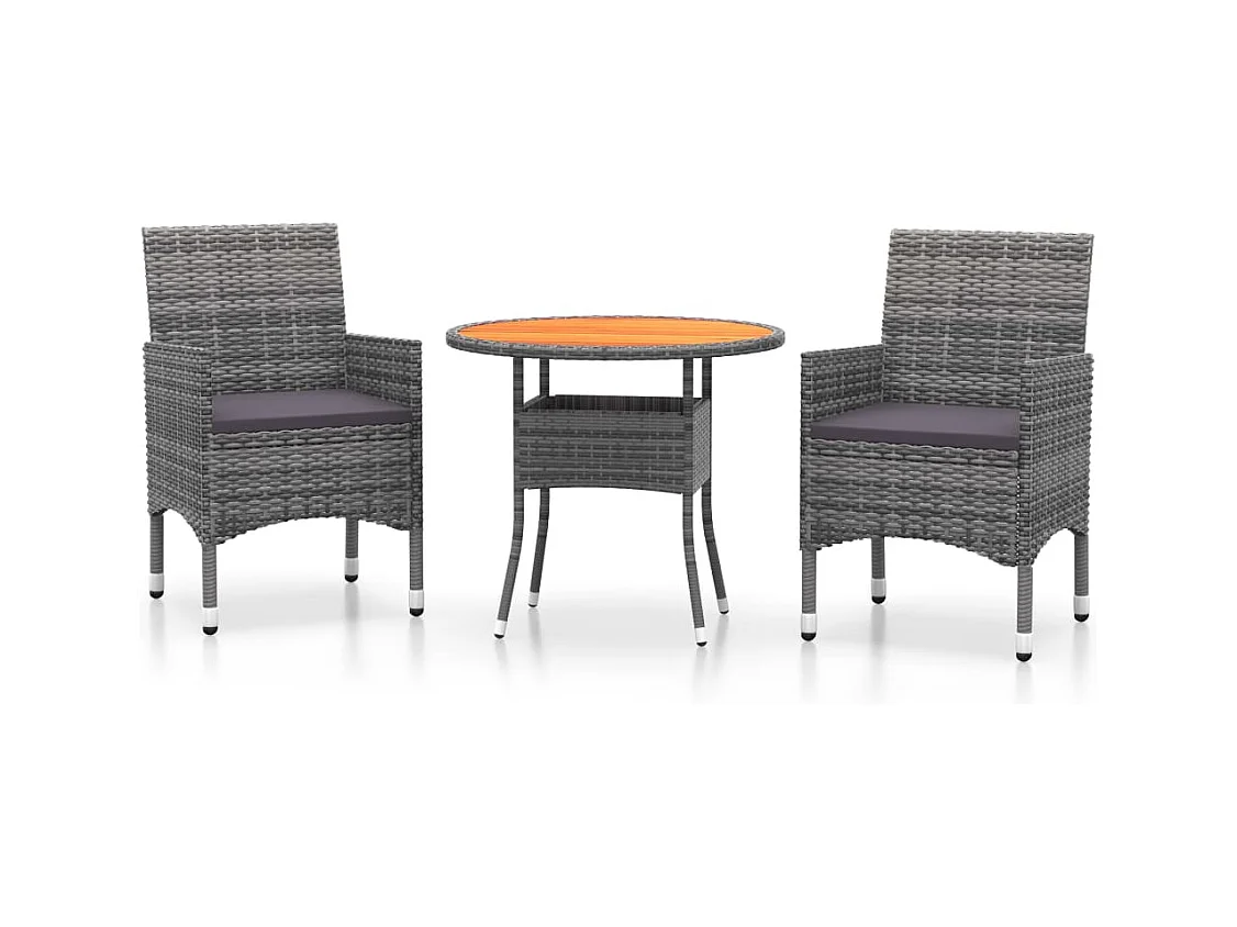 Ellira  Ensemble à manger de jardin 3 pcs Résine tressée Gris