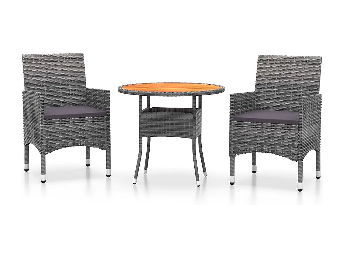 Ellira  Ensemble à manger de jardin 3 pcs Résine tressée Gris