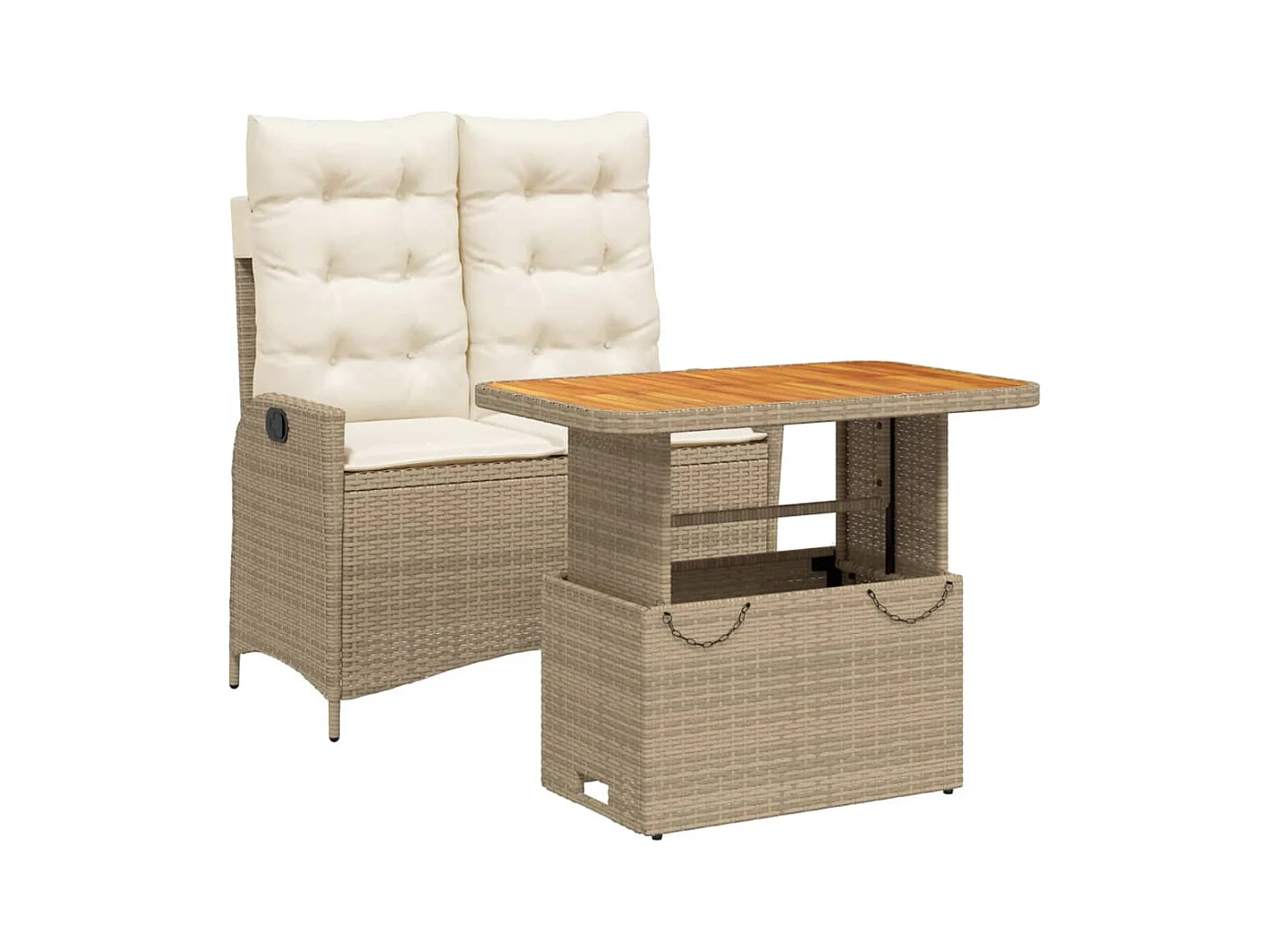 Boxmeer  Set comedor de jardín 2 pzas con cojines ratán sintético beige