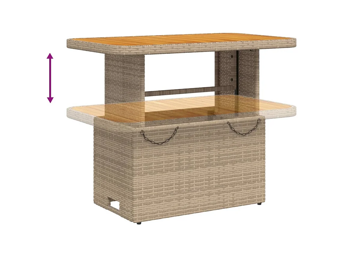 Boxmeer  Set comedor de jardín 2 pzas con cojines ratán sintético beige