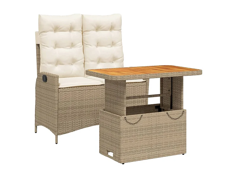 Boxmeer  Ensemble à manger de jardin et coussins 2 pcs beige poly rotin