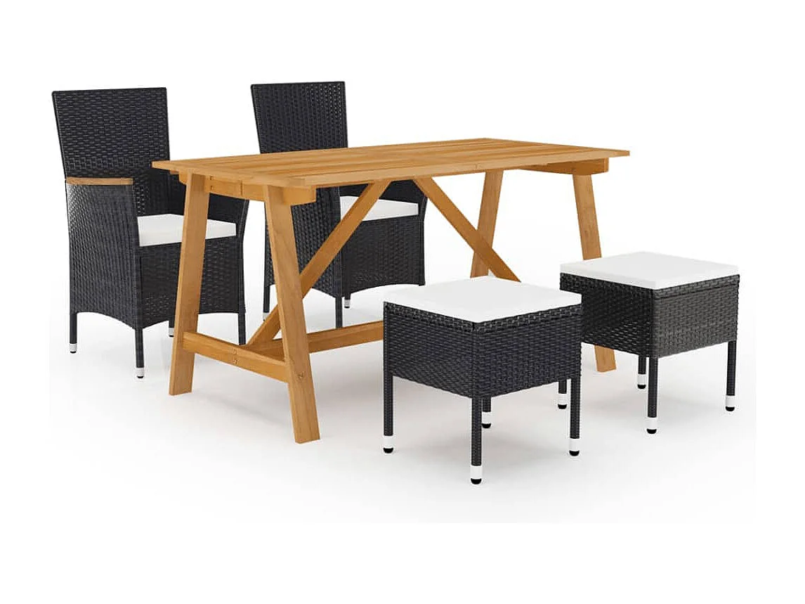 Saluzzo  Ensemble à manger de jardin 5 pcs Noir