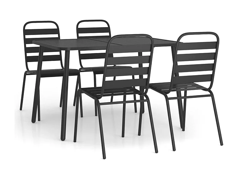 Adrien-Claude  Ensemble à manger de jardin 5 pcs anthracite acier