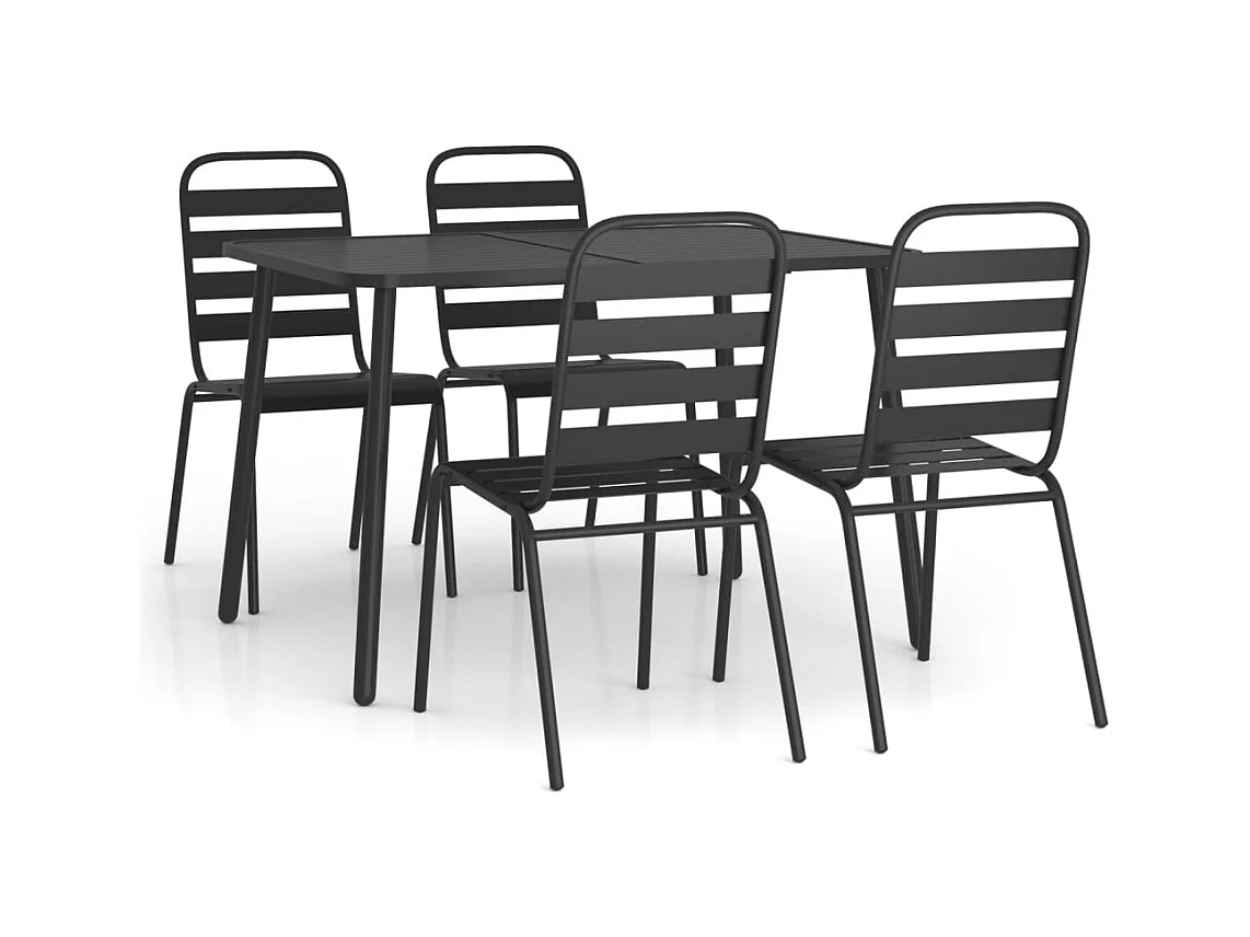 Adrien-Claude  Ensemble à manger de jardin 5 pcs anthracite acier