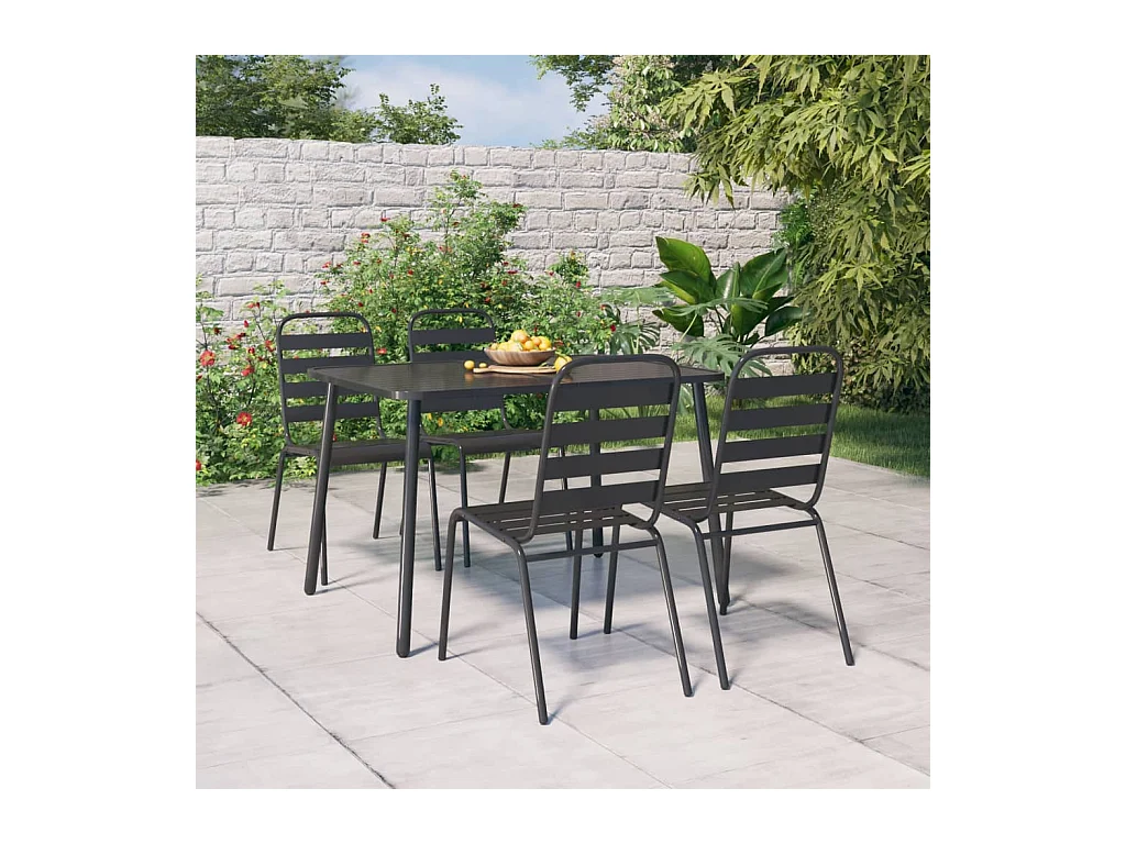 Adrien-Claude  Ensemble à manger de jardin 5 pcs anthracite acier