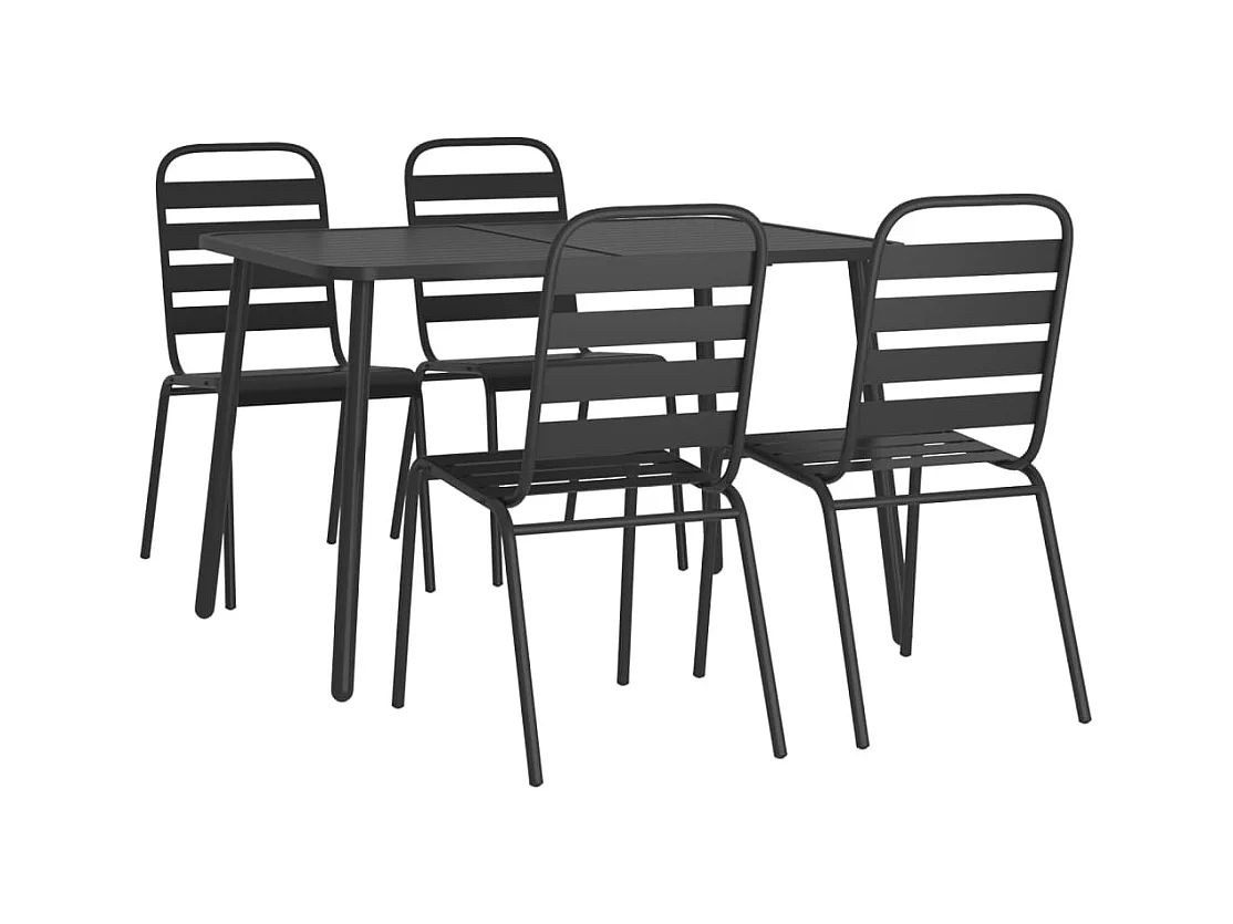 Adrien-Claude  Ensemble à manger de jardin 5 pcs anthracite acier