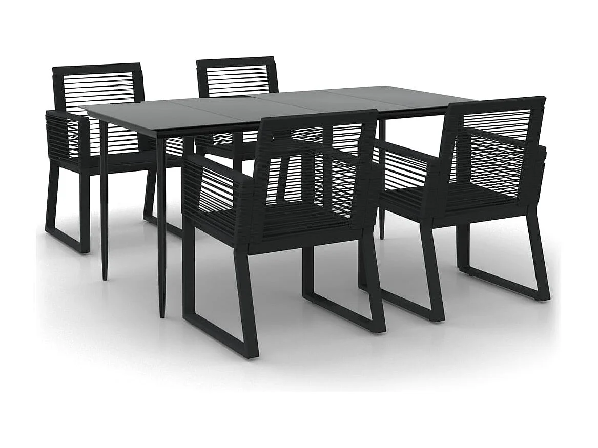 Wenlin  5-delige Tuinset PVC-rattan zwart