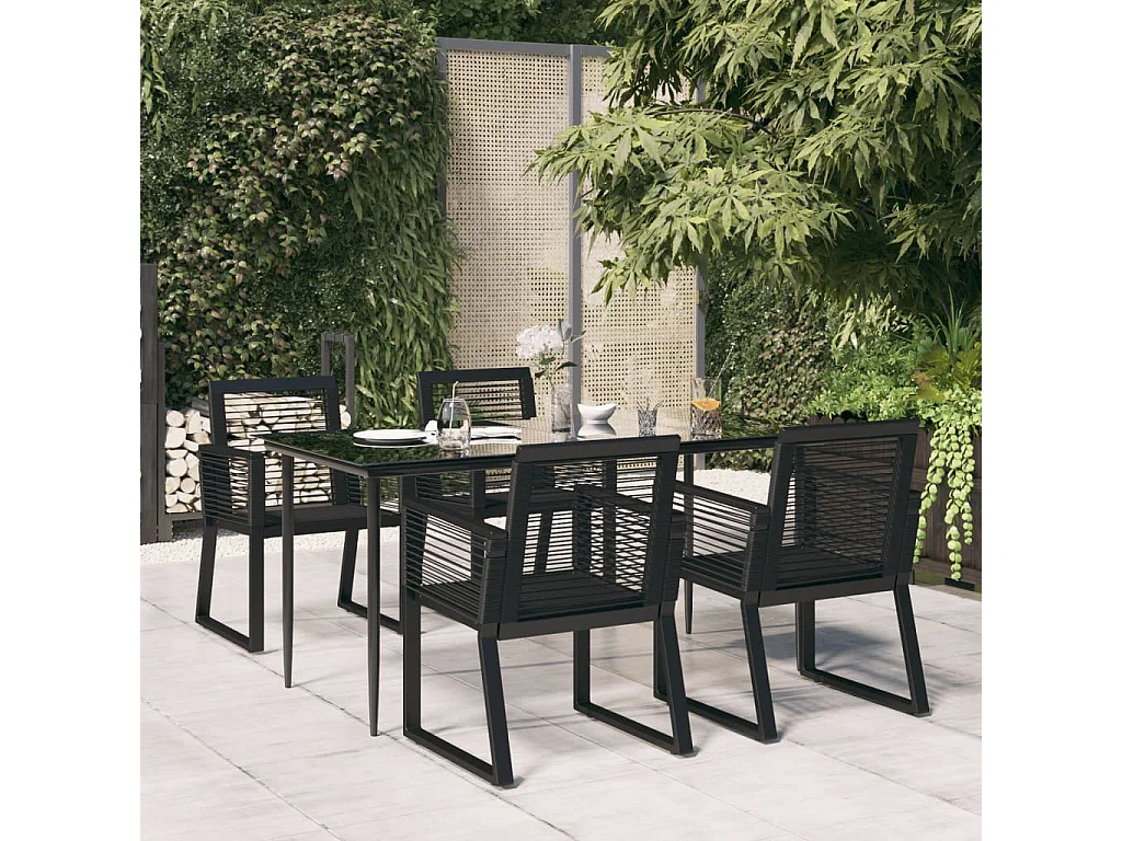 Wenlin  5-delige Tuinset PVC-rattan zwart