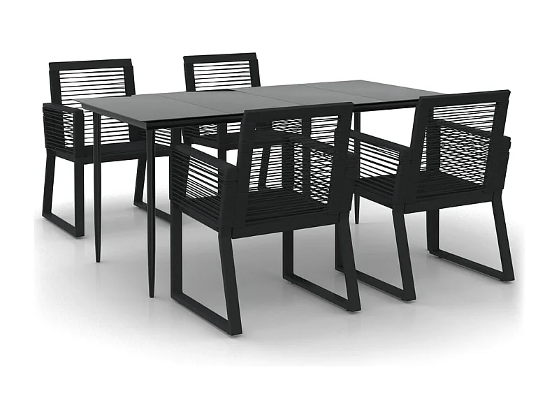 Wenlin  5-delige Tuinset PVC-rattan zwart