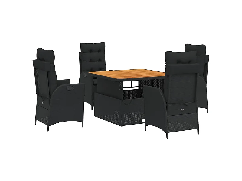 Sandviken  5-delige Tuinset met kussens poly rattan zwart