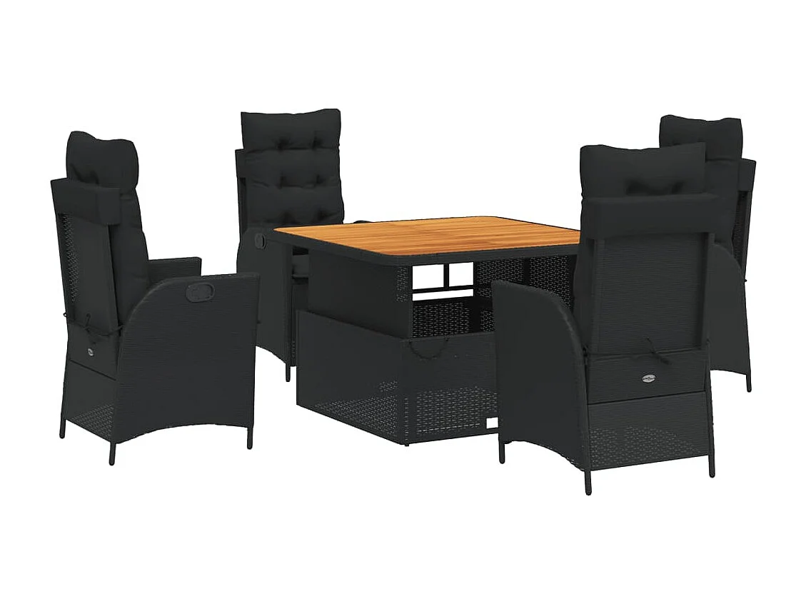 Sandviken  Set de muebles jardín 5 pzas con cojines ratán sintético negro