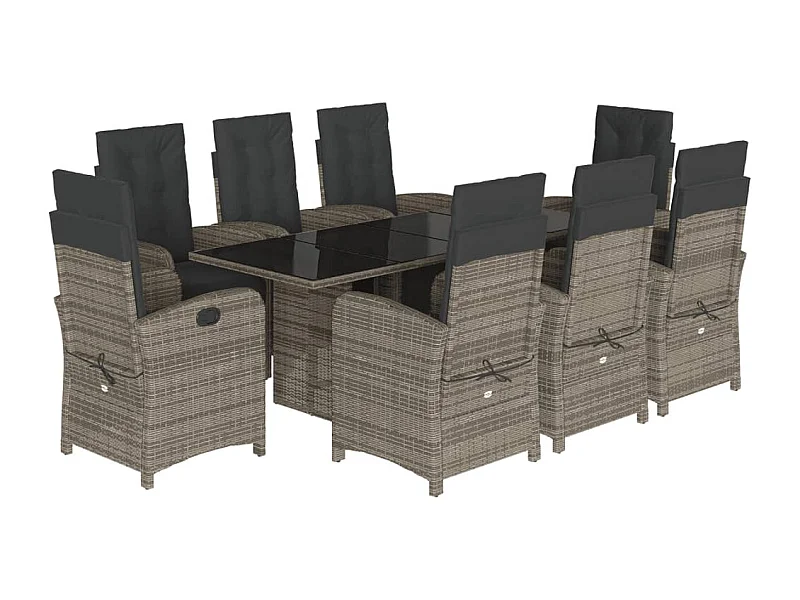 Thomian  9-delige Tuinset met kussens poly rattan grijs