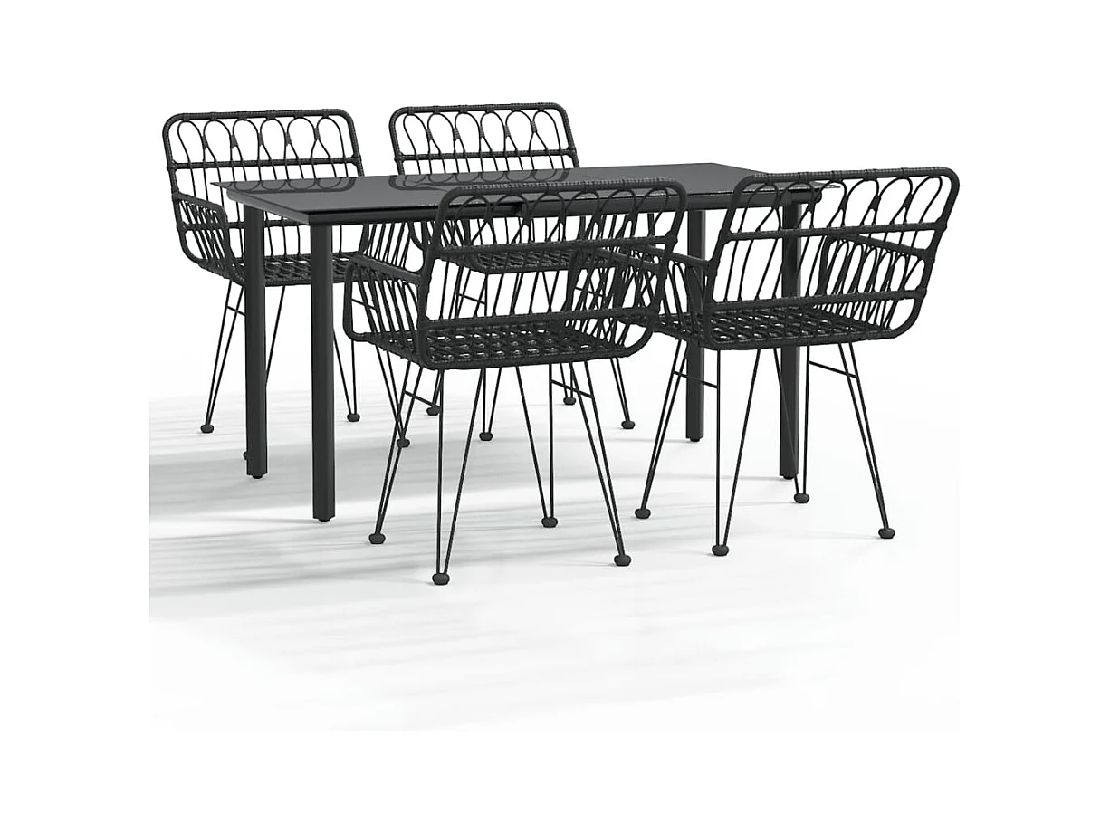 Francisca  Ensemble à manger de jardin 5 pcs Noir Résine tressée