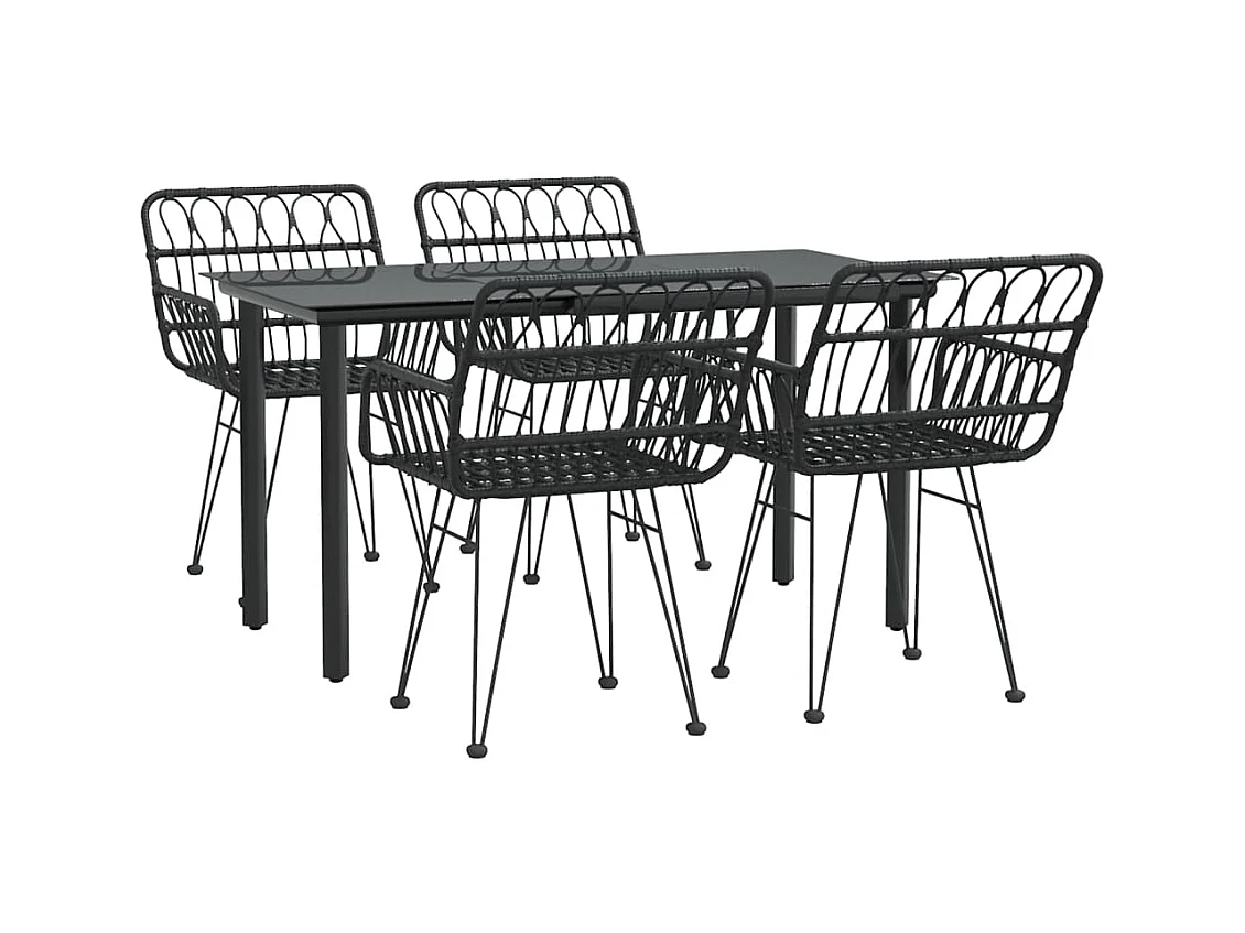 Francisca  Ensemble à manger de jardin 5 pcs Noir Résine tressée