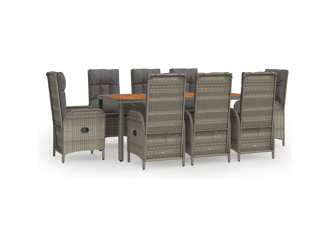 Addison  9-delige Tuinset met kussens poly rattan grijs