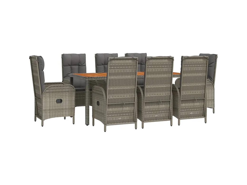 Addison  9-delige Tuinset met kussens poly rattan grijs