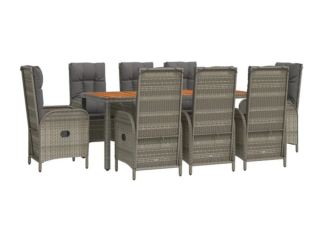 Addison  Ensemble à manger de jardin 9 pcs coussins gris résine tressée