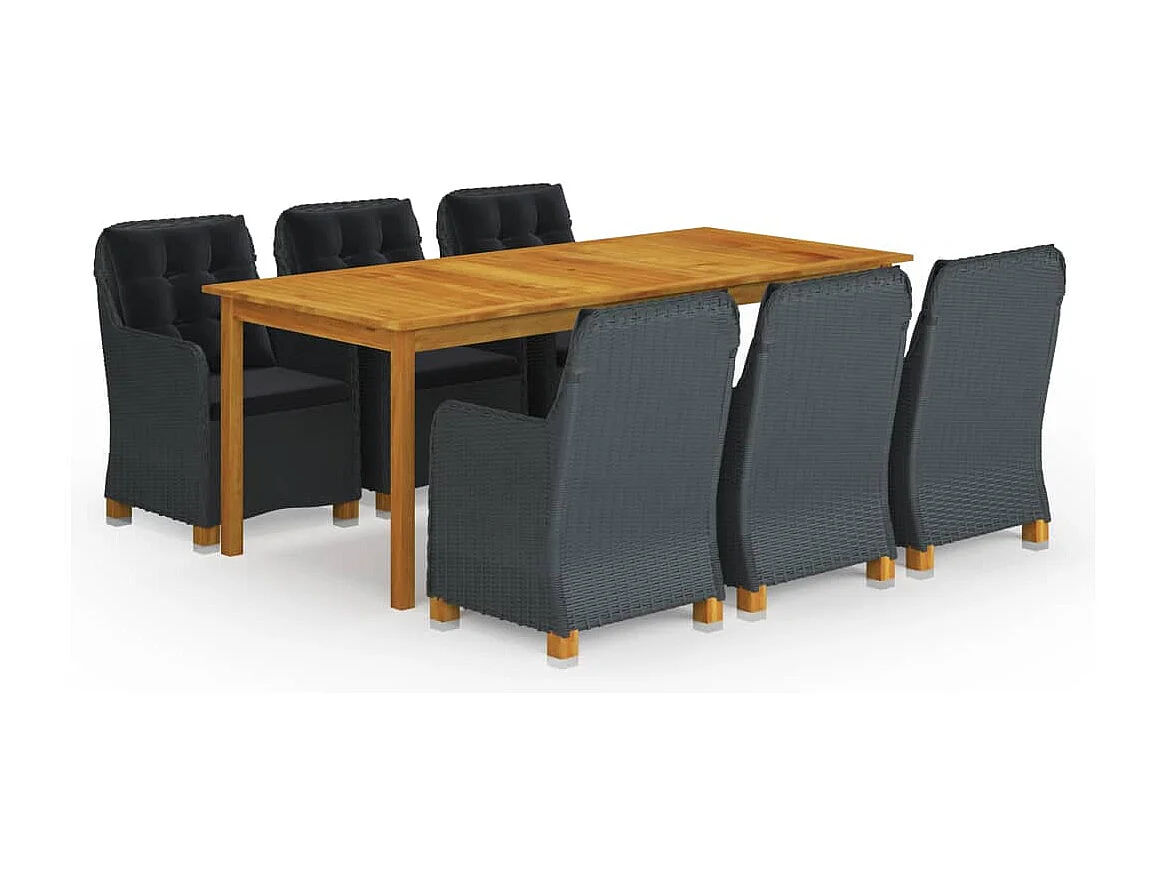 Abdullah  Ensemble à manger de jardin 7 pcs Gris foncé