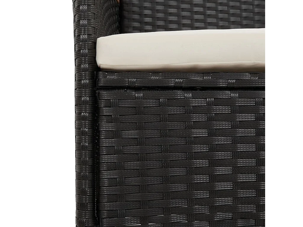 Ziriel  Ensemble à manger de jardin avec coussins 3 pcs Noir