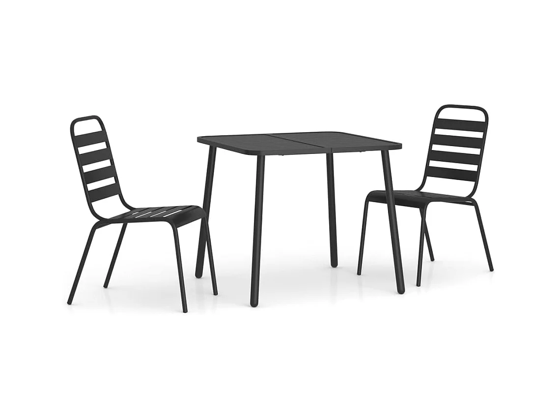 Adrien-Claude  Ensemble à manger de jardin 3 pcs anthracite acier