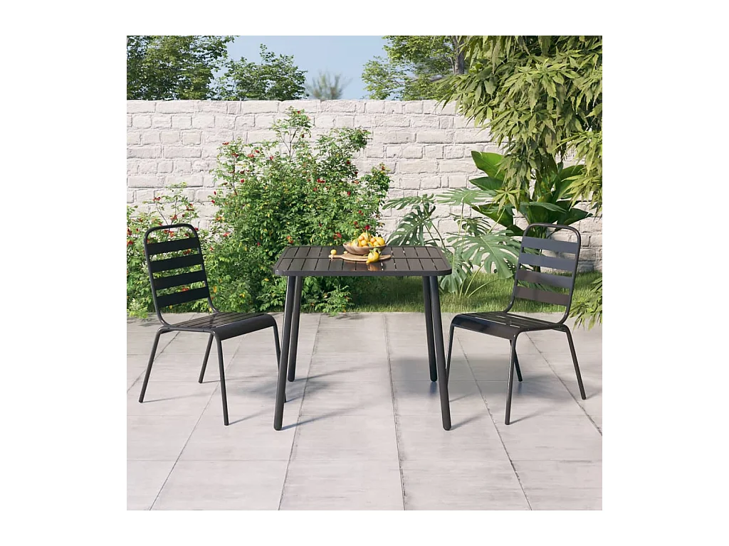 Adrien-Claude  Ensemble à manger de jardin 3 pcs anthracite acier