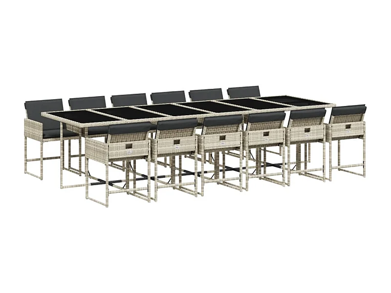 Sener  13-delige Tuinset met kussens poly rattan lichtgrijs