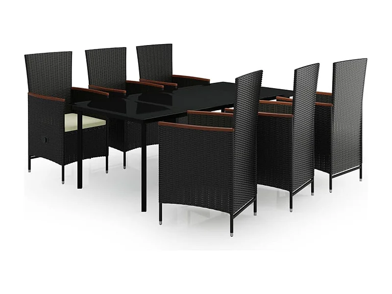 Serafino  7-delige Tuinset met kussens zwart