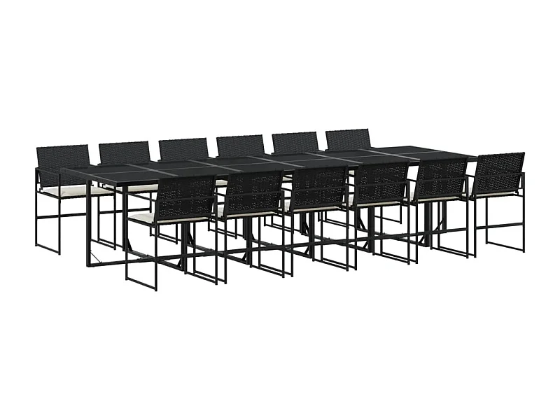 Antwerp  Ensemble à manger de jardin 13 pcs coussins noir résine tressée