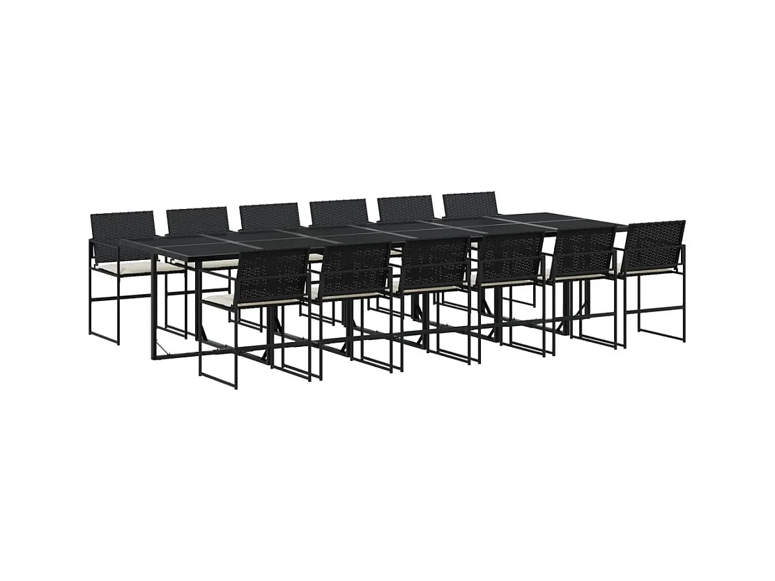 Antwerp  Ensemble à manger de jardin 13 pcs coussins noir résine tressée